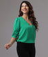 Scallop Trim Puff Sleeve Green Top